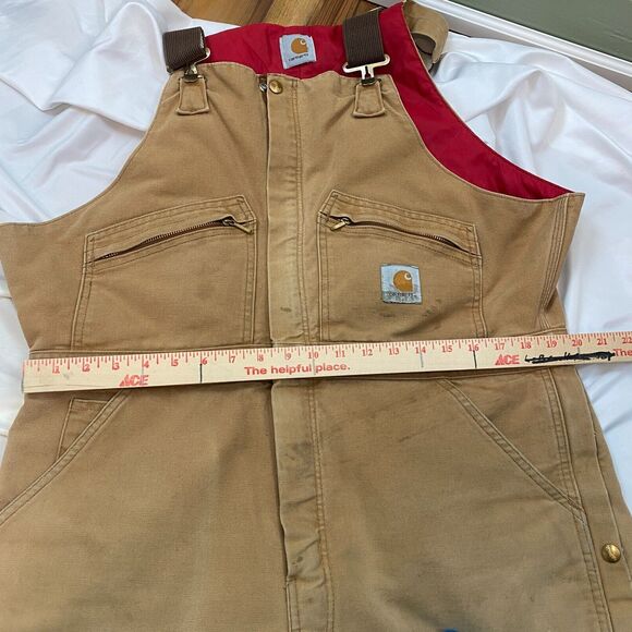 Carhartt Overalls Size L Duck Bib Quilted Double Knee Workwear 14806 USA Vintage - Picture 16 of 16